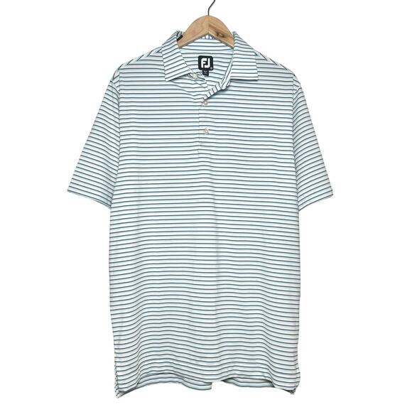 FootJoy Other - FootJoy | Men | White Blue Pin Stripe Performance Golf Polo Shirt | Size Medium